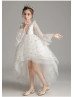 Ivory Floral Lace Tulle High Low Flower Girl Dress Ivory Floral Lace Tulle High Low Flower Girl Dress